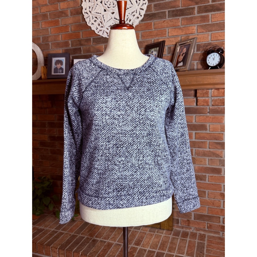 The Limited Sweatshirt Womens Dark Purple Marled Herringbone Fleece Lined S